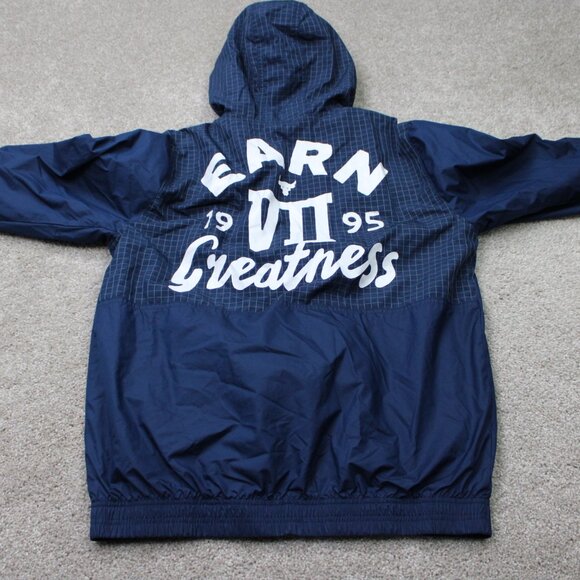 Project Rock Jacket Mens Small Blue Under Armour UA Full Zip Woven Hooded Coat - Picture 10 of 14